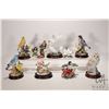 Image 1 : Tray lot of collectible porcelain bird and flower figures, some with wooden display plinth