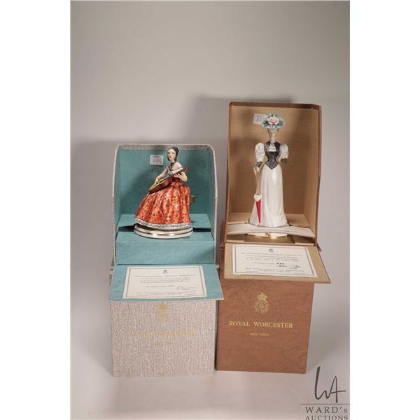 Two Royal Worcester limited edition figurines including "Elizabeth" 449/ 500 and "Elaine" 336/750, b