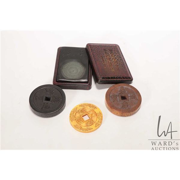 Retangular calligraphy engraved Twan inkwell purportedly early 20th century and and a Sino-Tibetan h
