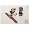 Image 1 : Gent's mechanical wrist watch, pocket watch with chain and a French style cylinder clock, all workin