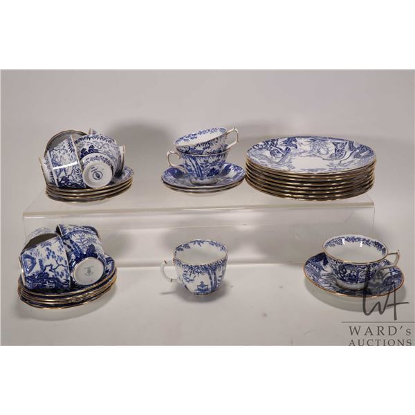 Selection of Royal Crown Derby "Mikado" china dinnerware including eight 8 1/2" plates and twelve cu