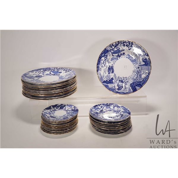 Selection of Royal Crown Derby "Mikado" china dinnerware including twelve 10 1/2" plates, ten 7 1/4"