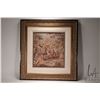 Image 2 : Gilt framed antique picnic scene tapestry, 19" X 17" excluding frame. Purportedly made in Belgium ci