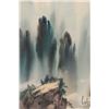 Image 1 : Artist signed original watercolour painting of a peaceful Azumaya overlooking a canyon, 16 1/2" X 11