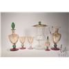 Image 1 : Tray lot of collectible glass including iridescent drinks vessels, wine glasses and colourless foote