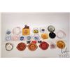 Image 1 : Selection of vintage collectible ashtrays including glass, pottery and pressed metal, various bars, 