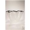 Image 1 : Large bubble glass fluted center bowl with black rim, no signature seen 12 1/2" in height X 17" diam