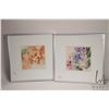 Image 1 : Malkinson, two original framed watercolour paintings, each depicting stylized flowers and each 6" X 