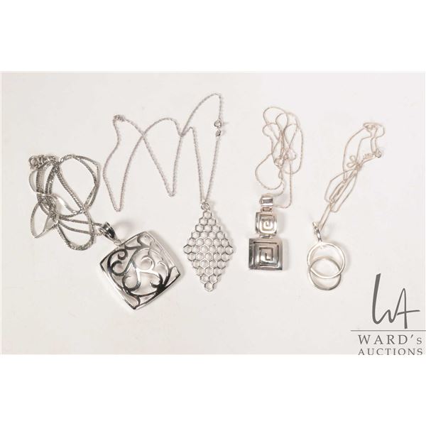 Selection of 925 silver jewellery including four neck chains with pendants