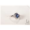 Image 1 : 10kt white gold ring set with blue pear shaped gemstone, size 6.5