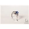 Image 2 : 10kt white gold ring set with blue pear shaped gemstone, size 6.5