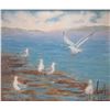 Image 1 : Betty Lou Jackson, framed oil on canvas painting of seagulls, 19 1/2" X 23 1/2"