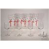 Image 1 : Eight artisan wine glasses with colourful glass stems and four crystal goblets with etched bowls