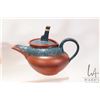 Image 3 : Artisan made and hand signed teapot with grain elevator finial and three clay teacups and saucers pl