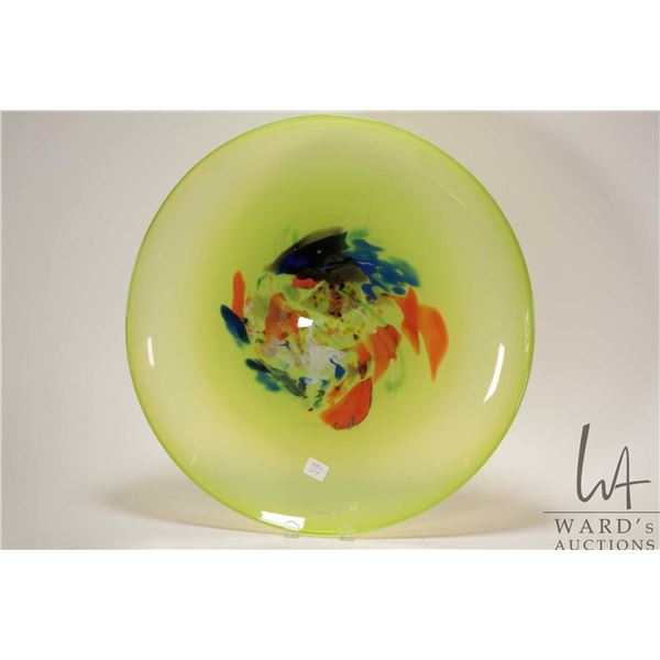 Colourful art glass charger, 17 1/2" in diameter