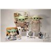 Image 1 : Selection of Star Wars Mandalorian The Child Baby Yoda collectibles including remote control toy, Pe