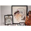 Image 3 : Four framed Indigenous needleworks and a artist made 16" doll