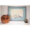 Image 1 : Artist made wooden owl sculpture labeled "Dale Douglas and Ted Head Bears Essential Owls" plus a bro