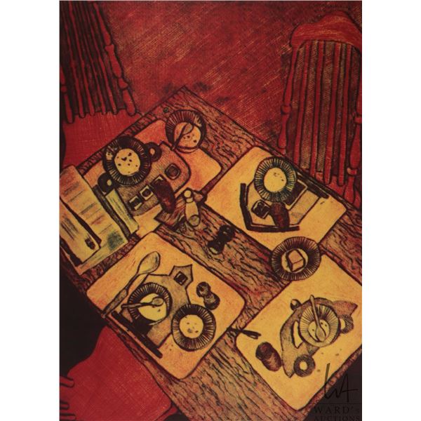 Lorna Lively framed limited edition print "Breakfast Suite: Saturation", pencil signed by artist, 2/