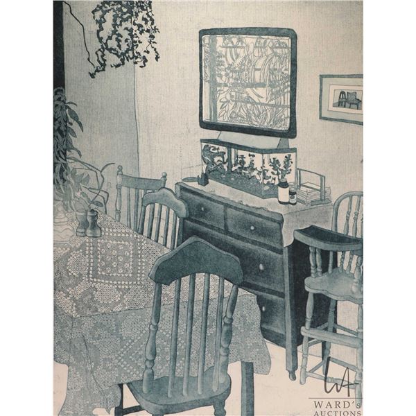 Lorna Lively framed limited edition print "Lace Table Dining Corner, pencil signed by artist artist,