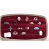 Image 1 : Tray lot of costume and sterling rings including gemstone set, sterling silver and ivory etc.