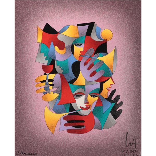 Anatole Krasnyansky framed limited edition serigraph titled "Music in Lavender" ink signed by artist