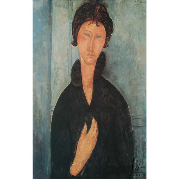Modigliani, framed print titled "Woman with blue eyes", overall dimensions including frame 27" X 22"