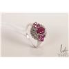 Image 1 : 14kt white gold, ruby and diamonds gemstone ring, size 9.75
