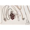Image 2 : Six 925 sterling silver neck chains and two pendants including gemstone set garnets and marcasite an