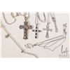Image 3 : Selection of silver and 925 jewellery including four neck chaines, three cross pendants, two set wit