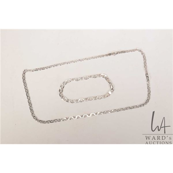 Sterling silver 20" neck chain with matching bracelet