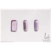 Image 2 : Three loose retangular amethyst gemstones, each approximately 18mm X 10mm