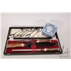Image 1 : Birks boxed antler carving set a selection of silverplate fiddle spoons and a Wedgwood Jasperware tr