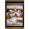 Image 2 : Davidovic Mile, two framed glass paintings of village winter scenes including 7" X 7" and a 12" X 16