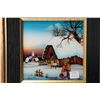 Image 4 : Davidovic Mile, two framed glass paintings of village winter scenes including 7" X 7" and a 12" X 16