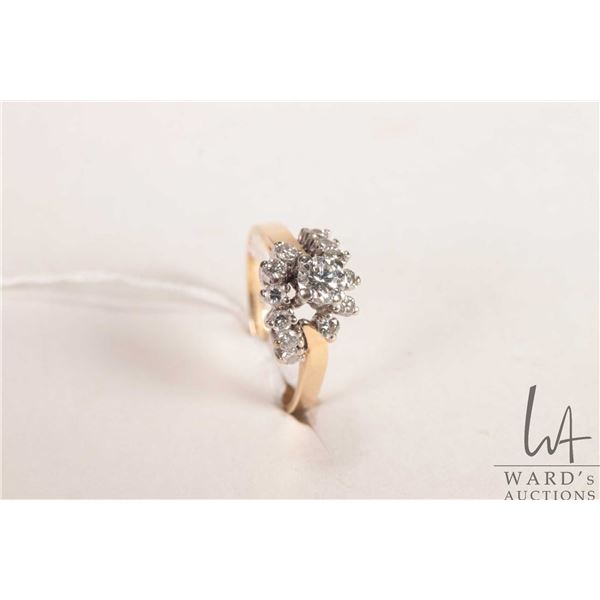 14kt yellow gold and diamond ring, size 7.75