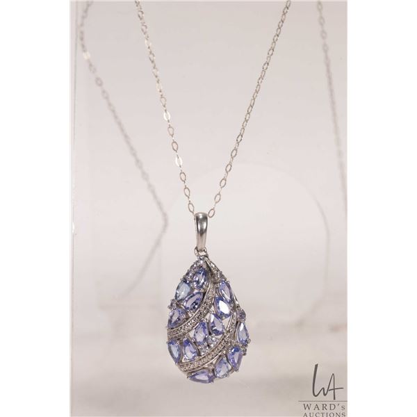 Sterling silver 20" neck chain plus sterling silver and electronically tested tanzanite gemstone pen