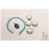 Image 1 : Sterling silver and turquoise/ turquoise like 8" bracelet, stone pendant, size 10 sterling silver ri
