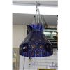 Image 1 : Mid century cobalt and fuschia fused art glass light fixture, possible Higgins/ HIggins style, 15" H