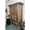 Image 1 : Large antique single door cabinet with multiple shelves and beautifully distressed finish, 79" H X 5