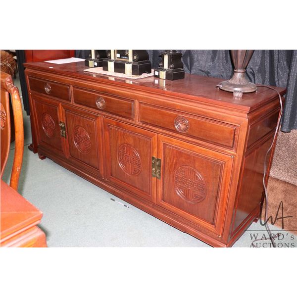 Modern Oriental rosewood sideboard to match lot 161, 33" H x 72" W X 19" D