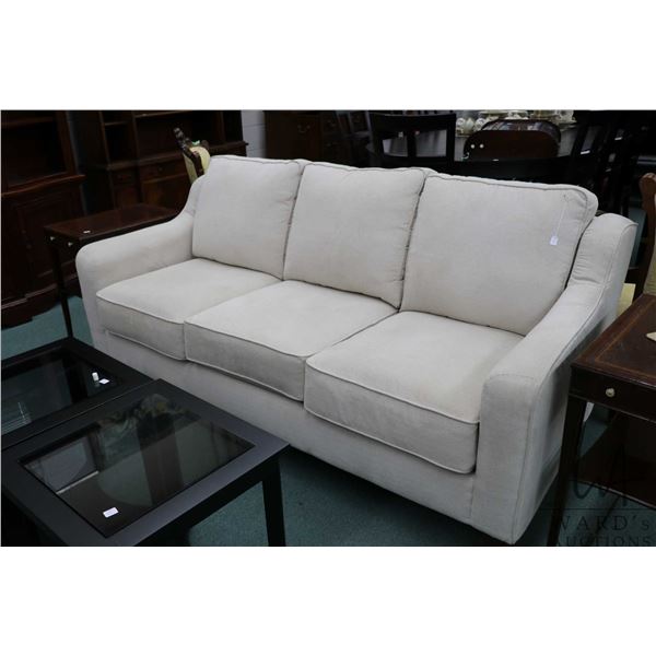 La-Z-boy three seat full size sofa with cream upholstery, 80" wide