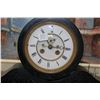 Image 2 : Antique French slate mantle clock with brass hardware, white enamel face and Roman numerals, note: n