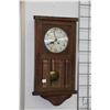 Image 1 : Wall mount, wood cased chiming wall clock, working at time of cataloguing