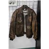 Image 1 : Men's large leather WWII replica bomber jacket with French map lining of "Coastal Defense Area- Sout