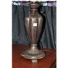 Image 2 : Antique style leaded and slag glass lamp with butterfly theme, 30" to top of finial. Note: Not avail