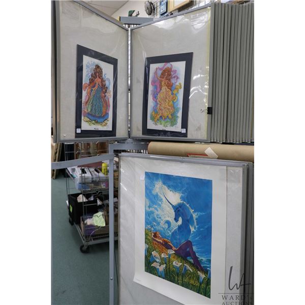 Selection of unframed prints including Barry Windsor-Smith "Icarus" 143/933, 25" X 18" and "Sybil" 4