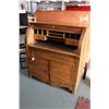 Image 1 : Restored antique roll top desk with leather insert pull out writing surface, fitted interior and sto
