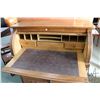 Image 2 : Restored antique roll top desk with leather insert pull out writing surface, fitted interior and sto