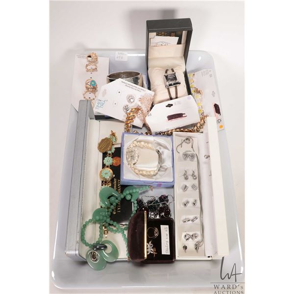 Selection of costume jewellery including rings, wtches, earrings etc. plus a sterlin gsilver ring, s